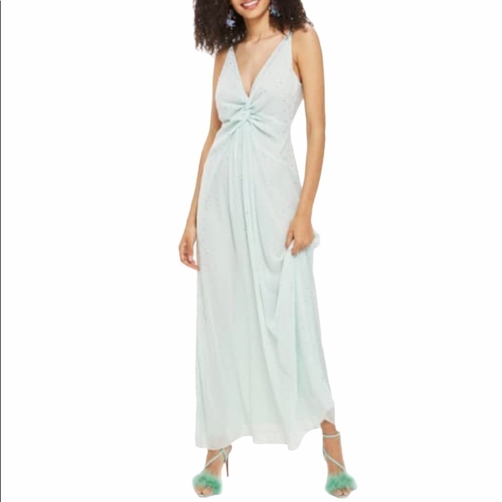 Topshop Spot Foil Chiffon Maxi Dress sz 10